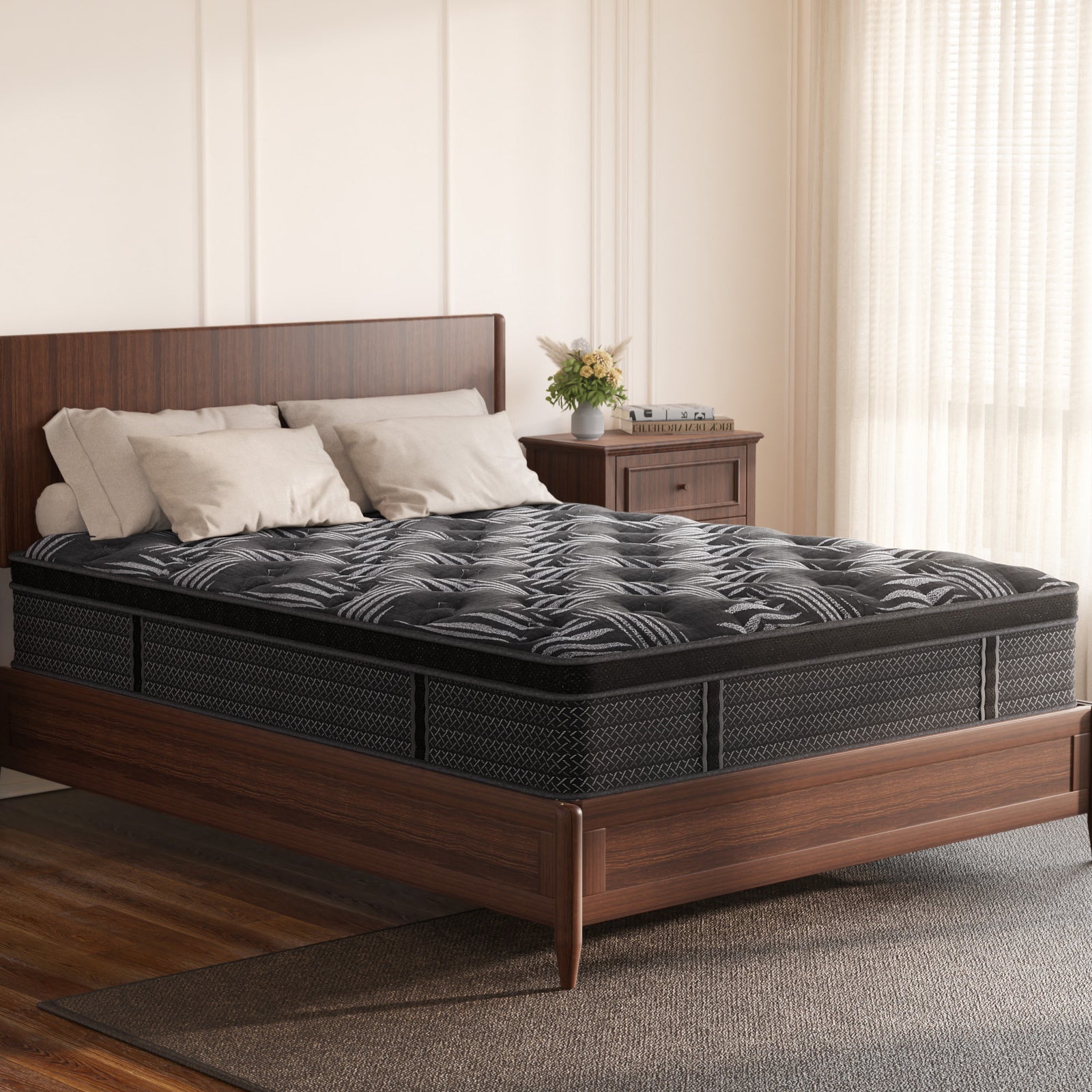 10 inch Full Size Euro Top Memory Foam Hybrid Mattress, Pocket Innersprings for Motion Isolation Edge Support, Medium Firm