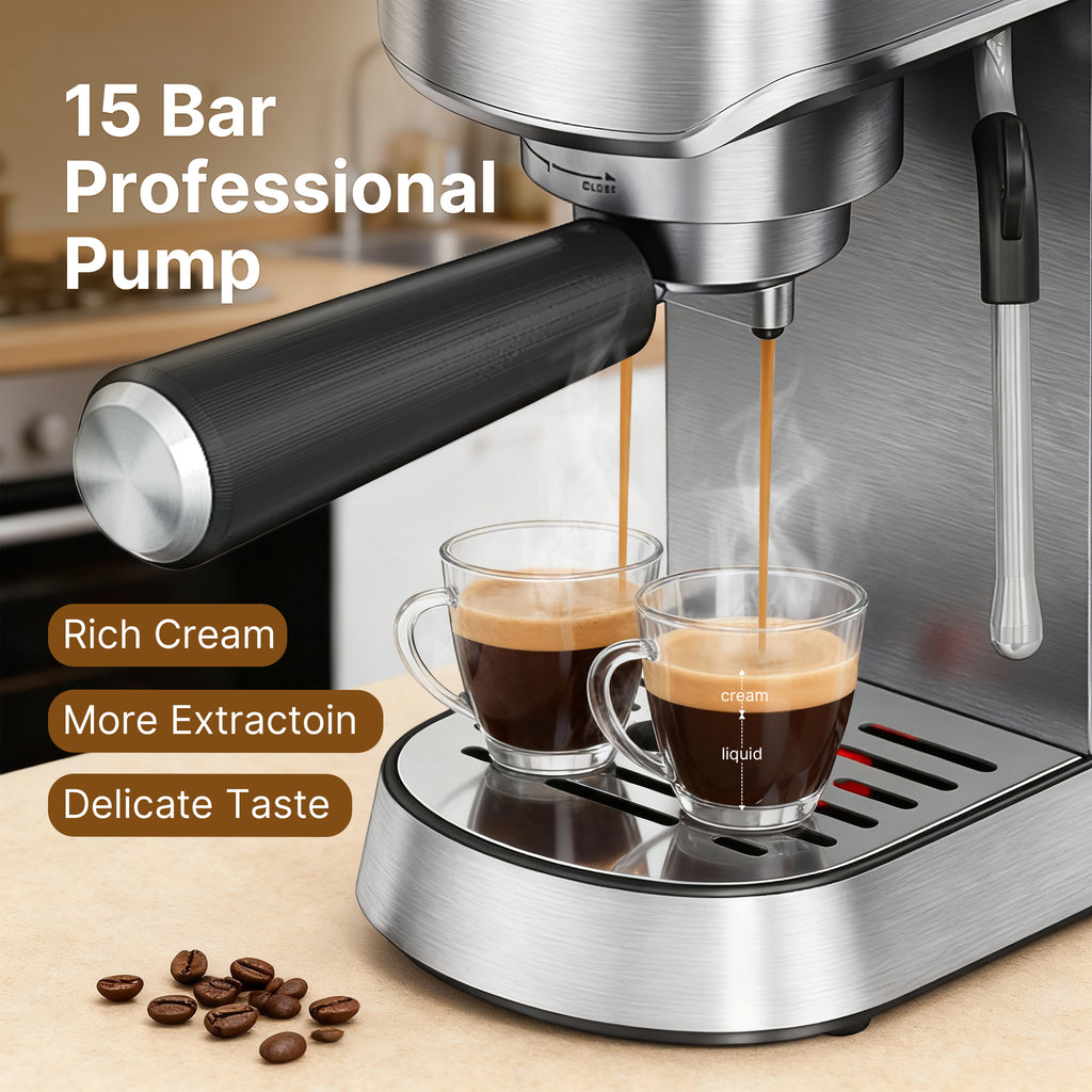 Professional Espresso Maker Machine, 15 Bar Expresso Machine with Steam Wand Ideal Coffee Maker for Espresso Cappuccino