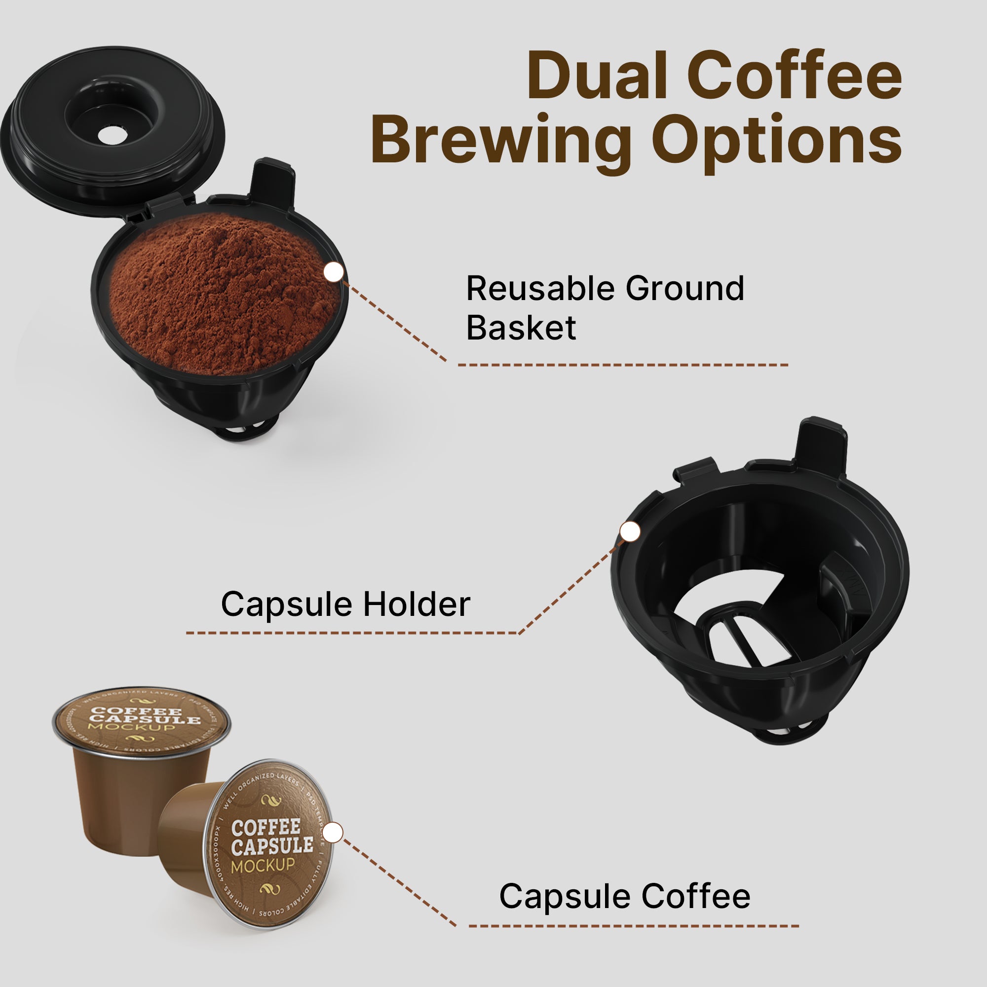 3-in-1 Coffee Maker, 14oz Compact Coffee Machine for Kitchen Appliances