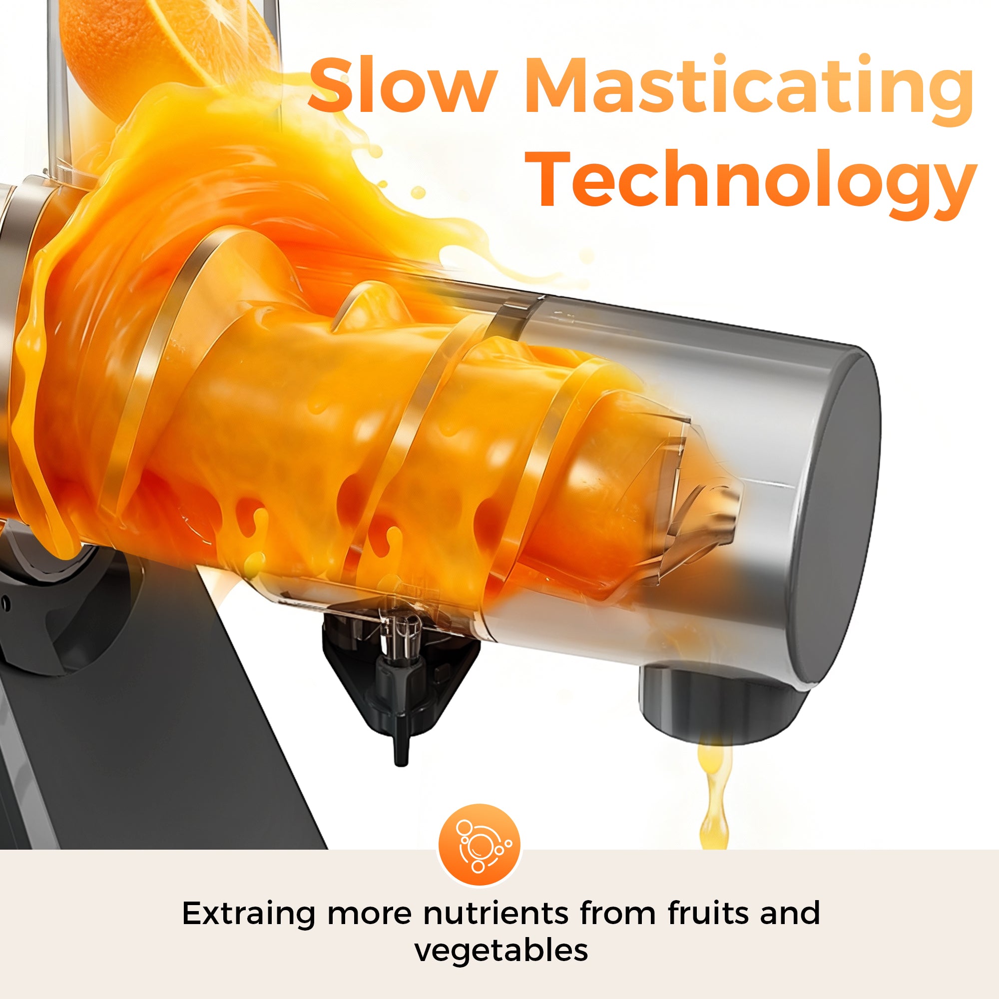 Cold Press Juicer, Juicer Machine with 55RPM, High Juice Yield for Fruits & Vegetables, Easy to Clean