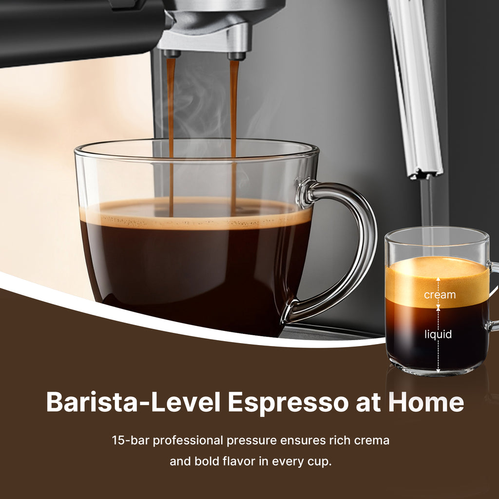 Espresso Expresso Machine 15 Bar with Auto Milk Frother, Professional Espresso Maker with Steam Wand