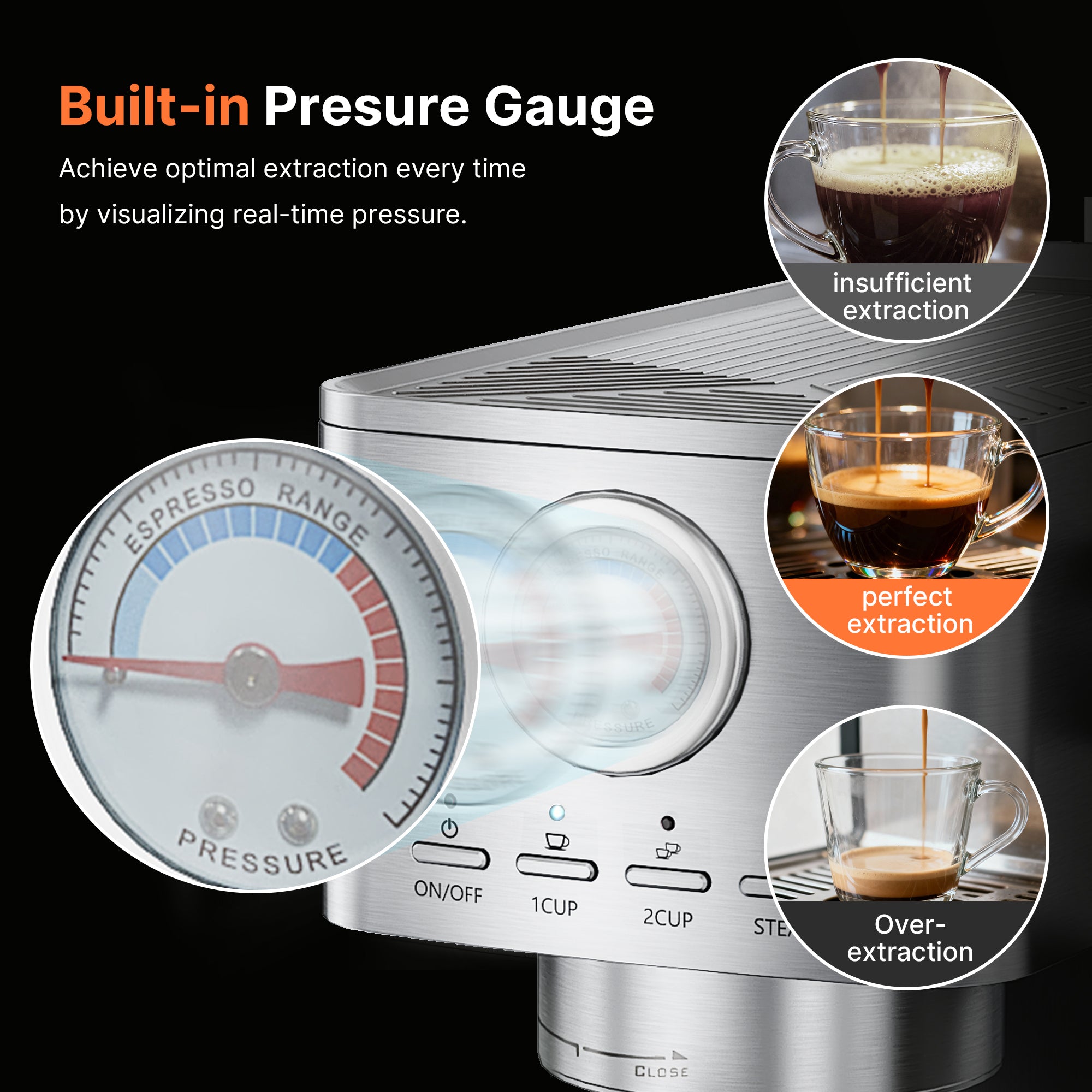 15Bar Professional Coffee Maker,1350W Espresso Machine with Milk Frother,Gift for Coffee Lover