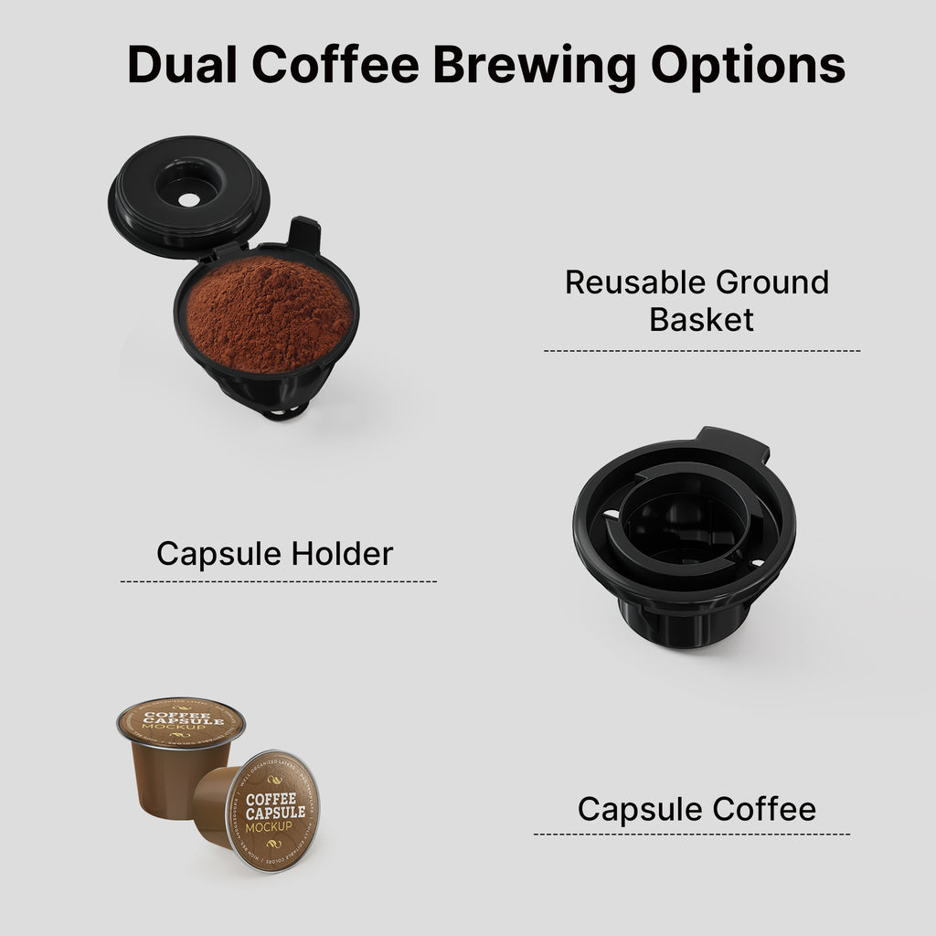 Coffee Machine, 14oz Single Serve Coffee Maker with 5 Brew Sizes Perfect for Small Spaces