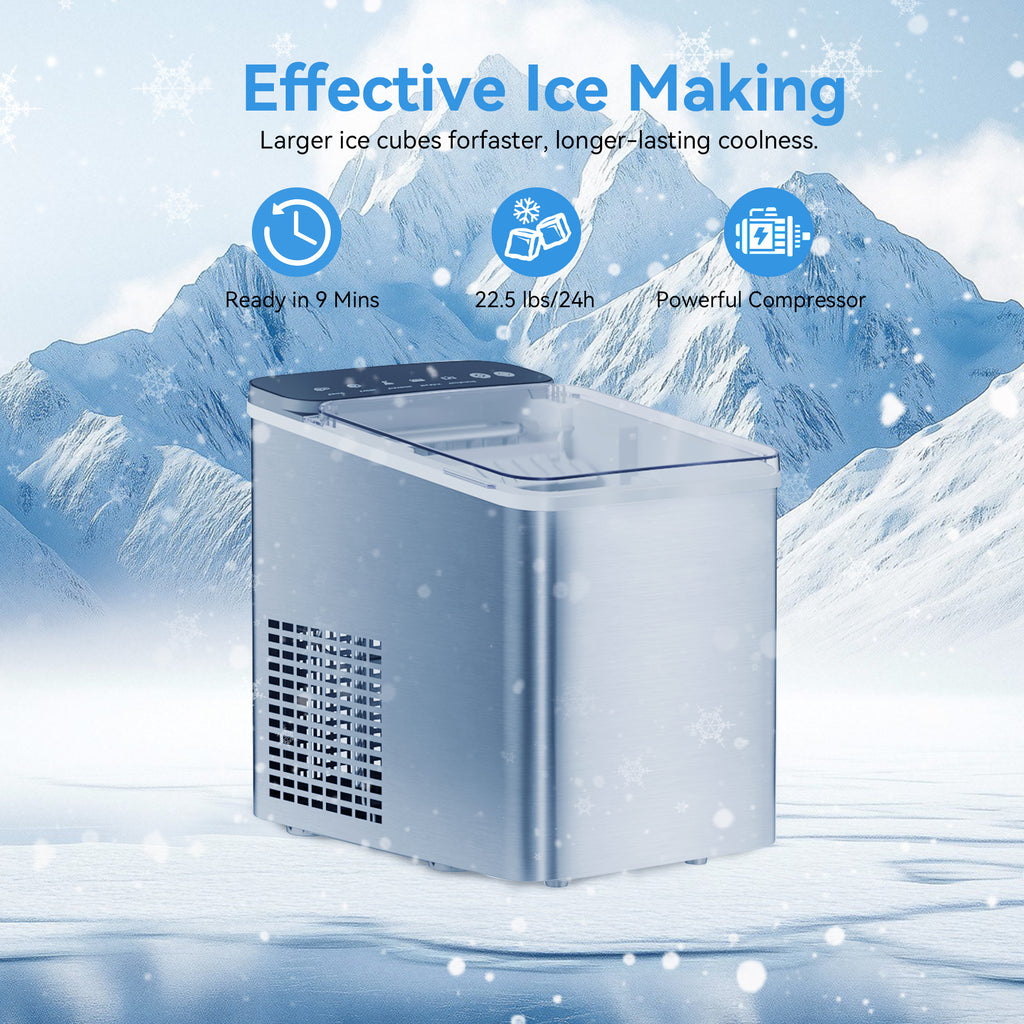 Ice Maker Countertop, Portable 22LBS Ice Machine 9 Mins Quick Ice Making
