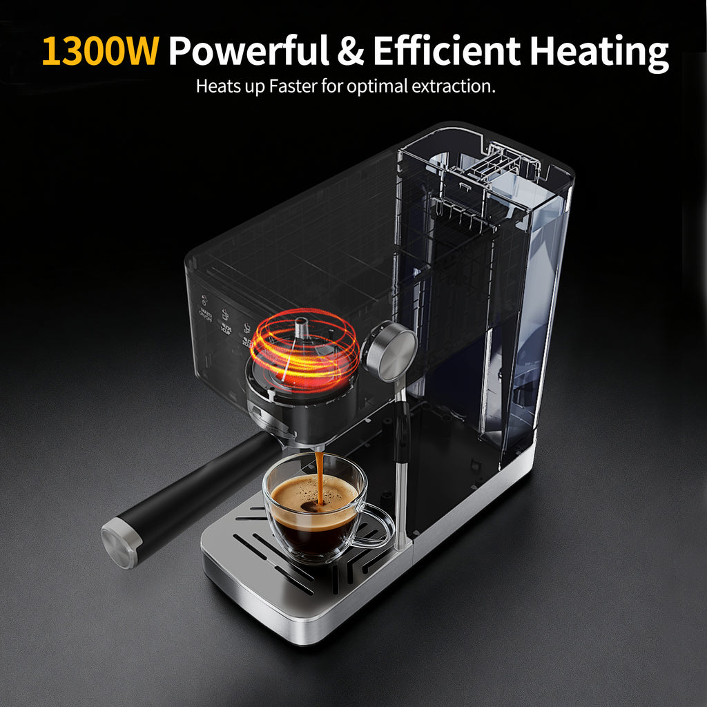 15Bar Espresso Machine, 3-in-1 Coffee Maker with Steam Wand for Cappuccino Latte