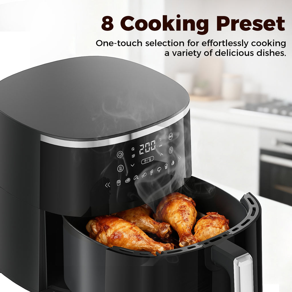 6QT Digital Air Fryers, Large Capacity Air Fryer with Touchscreen 1800W for Healthy Frying, Family Size