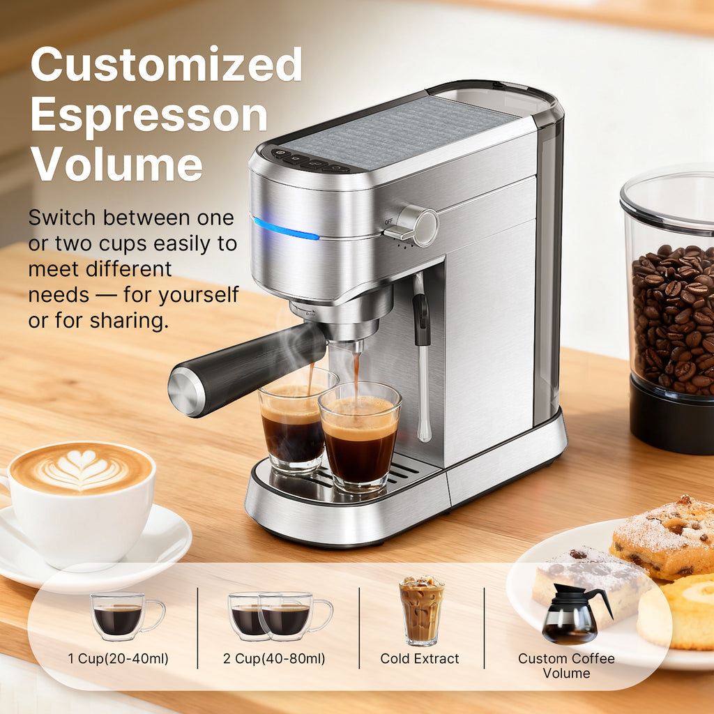 Professional Espresso Maker Machine, 15 Bar Expresso Machine with Steam Wand Ideal Coffee Maker for Espresso Cappuccino