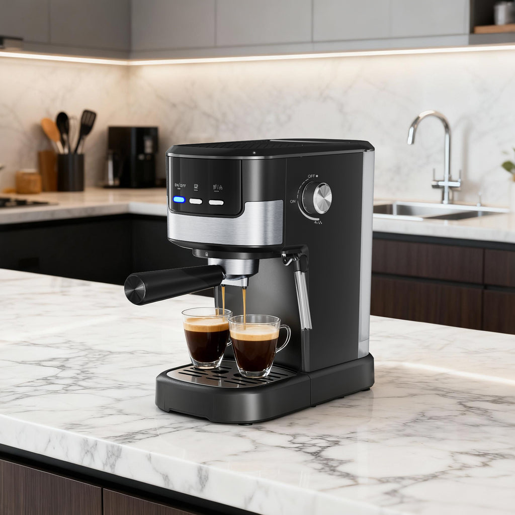 Espresso Machine with Milk Frother, 15 Bar Compact Coffee Machine Stainless Steel Espresso Maker for Cappuccino, Latte