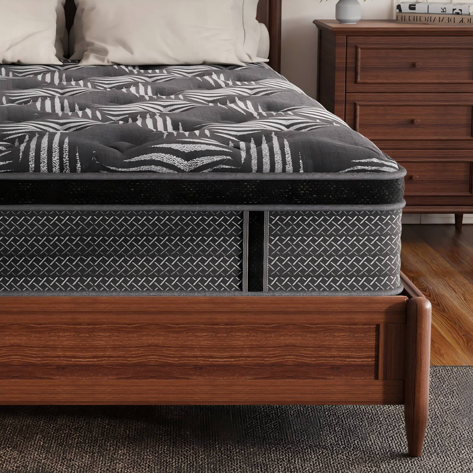 10 inch Full Size Euro Top Memory Foam Hybrid Mattress, Pocket Innersprings for Motion Isolation Edge Support, Medium Firm