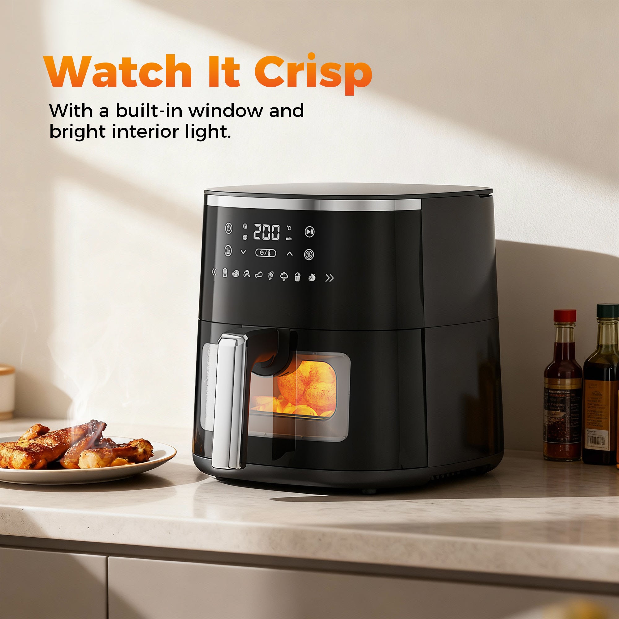 4.5QT Digital Air Fryer, Compact 1800W Hot Air Fryers  for Small Kitchen Appliance Countertop