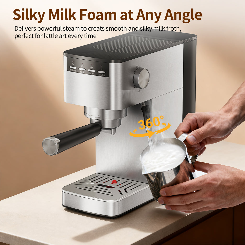 15Bar Espresso Machine, 3-in-1 Coffee Maker with Steam Wand for Cappuccino Latte