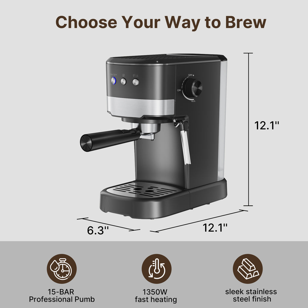 Espresso Expresso Machine 15 Bar with Auto Milk Frother, Professional Espresso Maker with Steam Wand