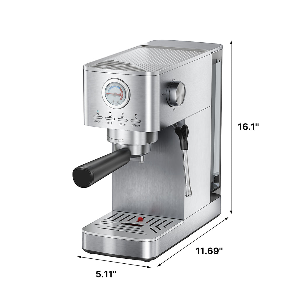 15Bar Professional Coffee Maker,1350W Espresso Machine with Milk Frother,Gift for Coffee Lover