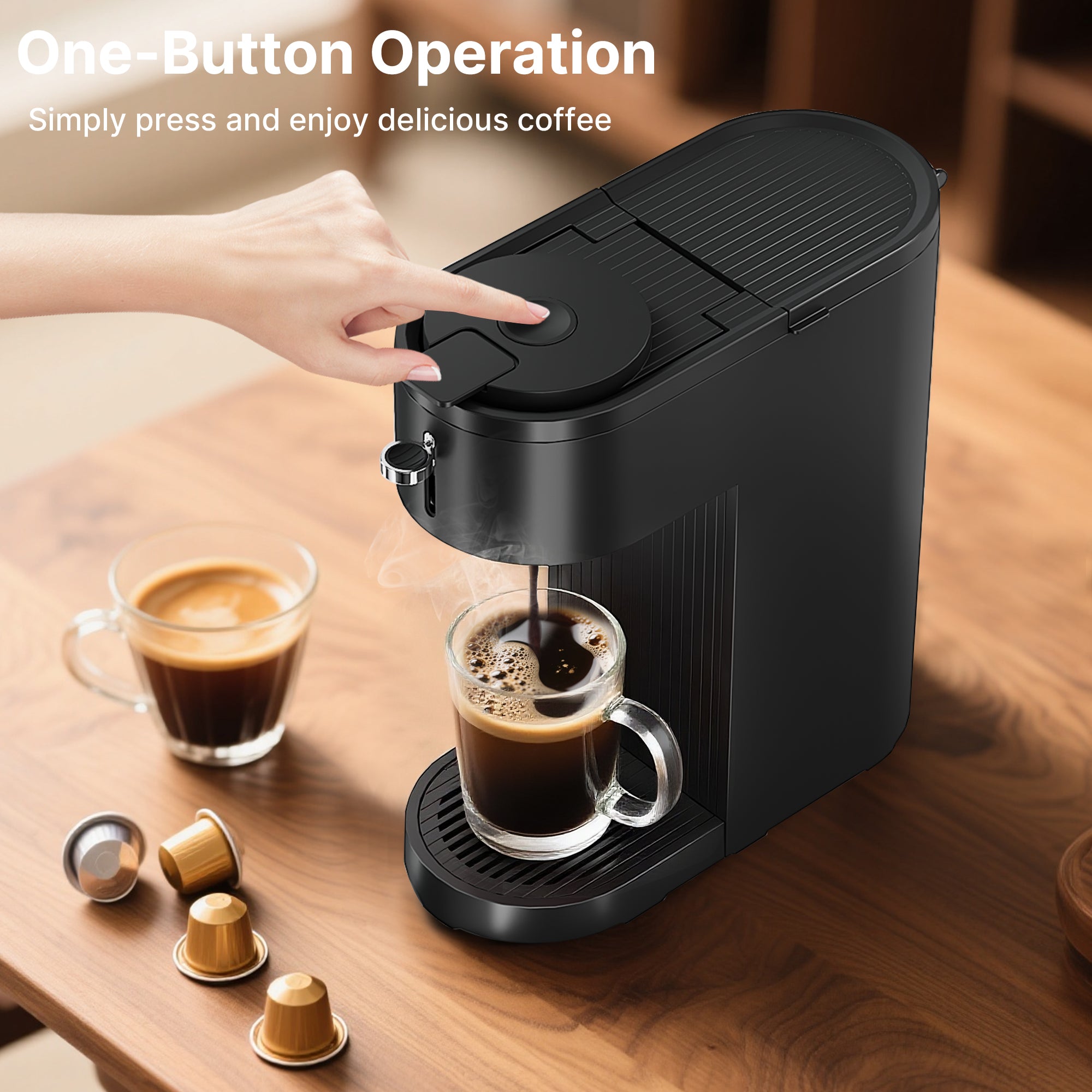 Coffee Machine, 14oz Single Serve Coffee Maker with 5 Brew Sizes Perfect for Small Spaces