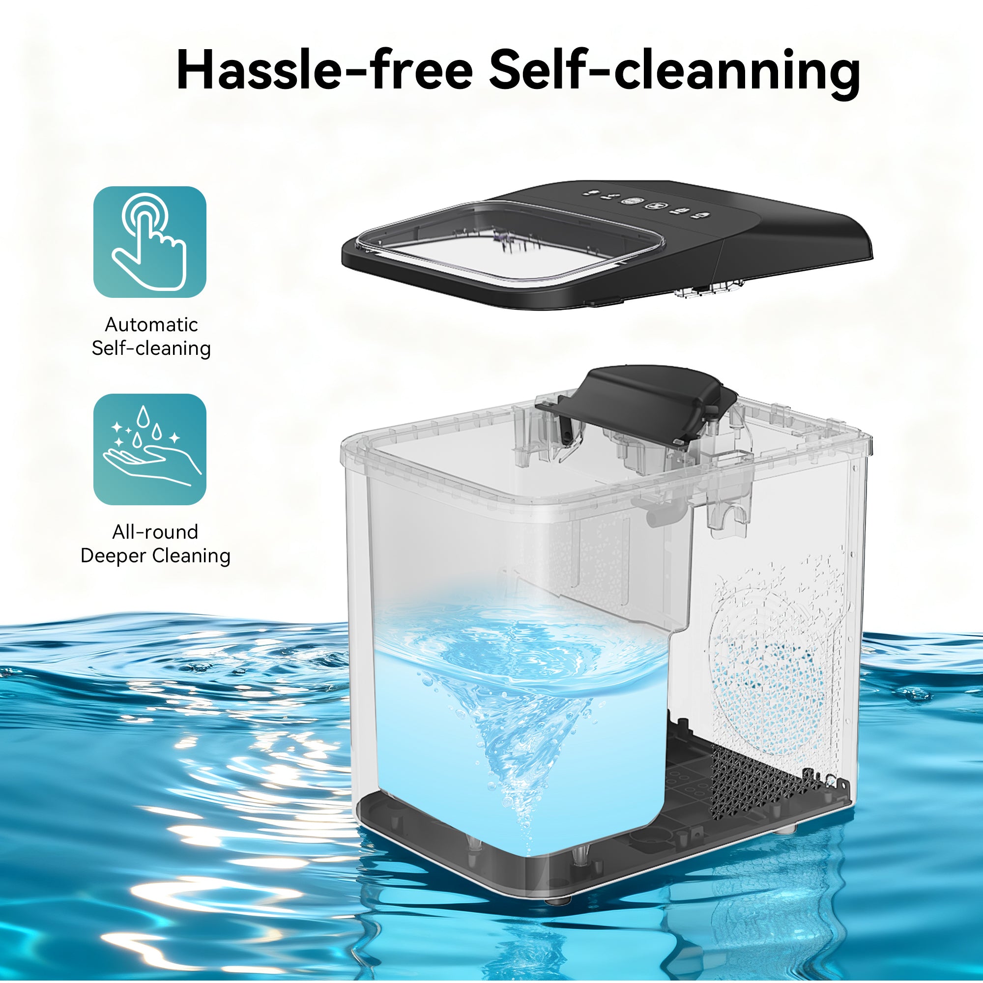 Nugget Ice Maker Countertop 33LBS, Self-Cleaning Portable Ice Machine with Quick 15-Min Ice Making