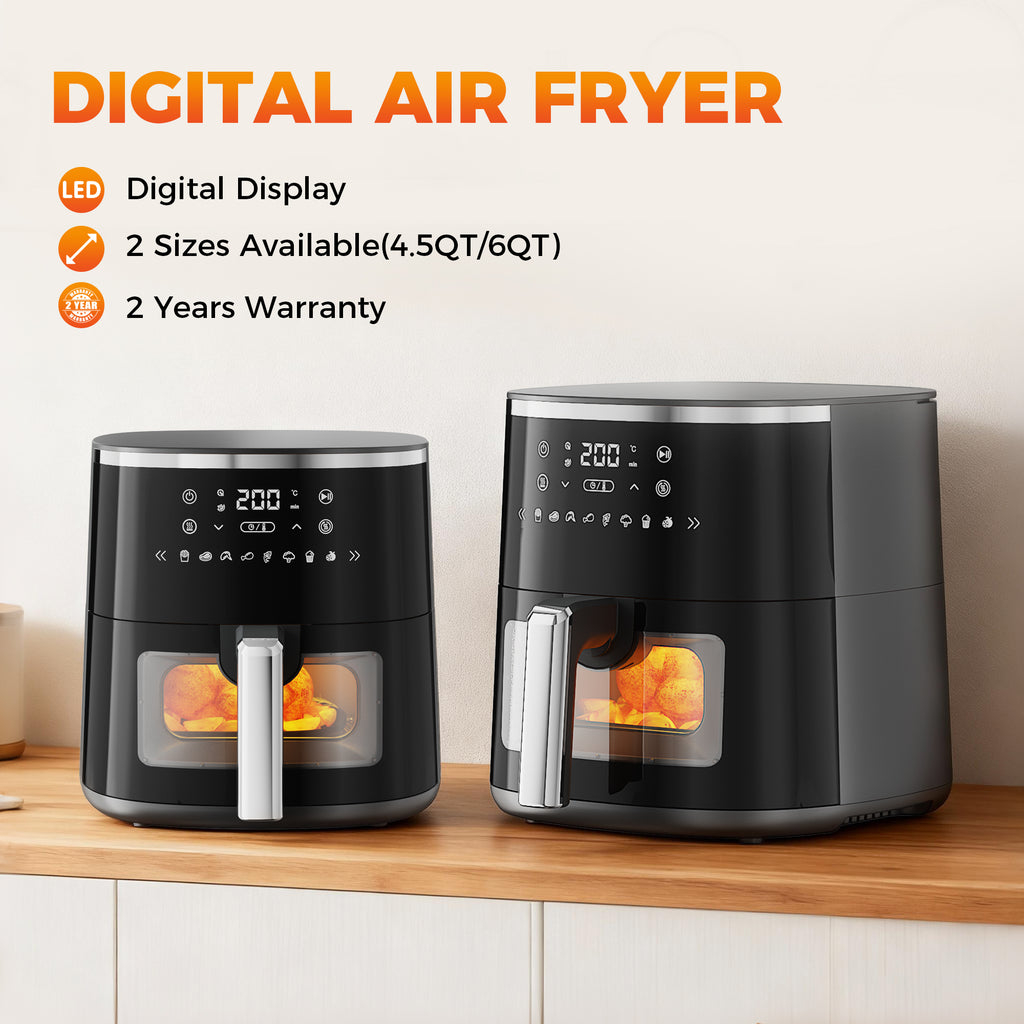 4.5QT Digital Air Fryer, Compact 1800W Hot Air Fryers  for Small Kitchen Appliance Countertop