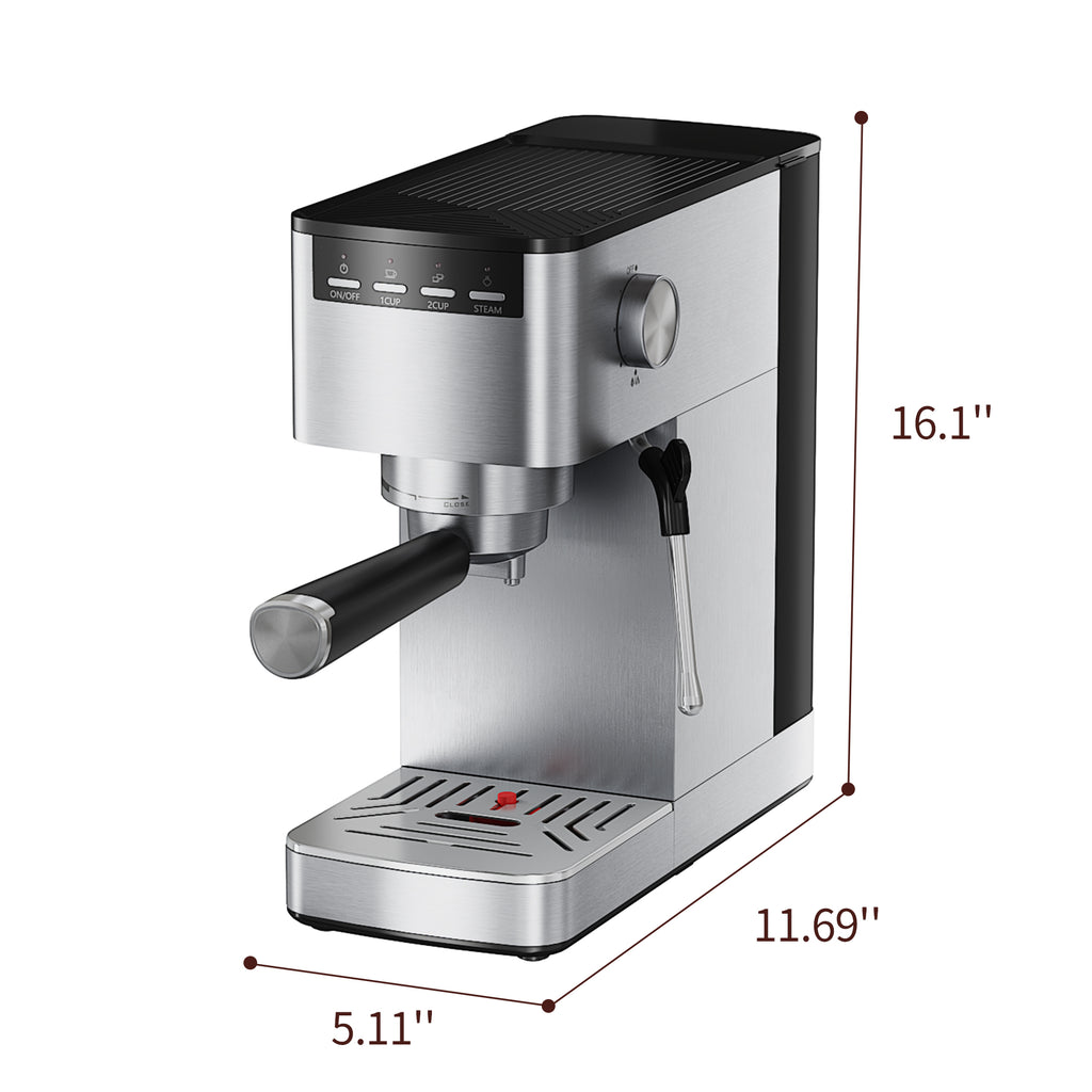 15Bar Espresso Machine, 3-in-1 Coffee Maker with Steam Wand for Cappuccino Latte
