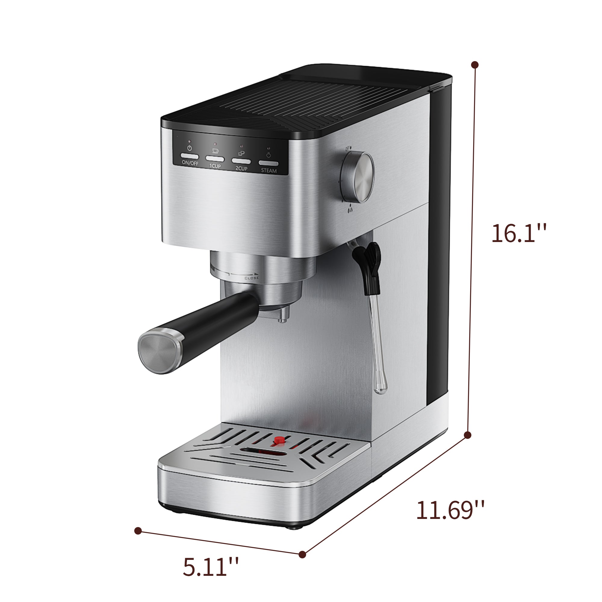 15Bar Espresso Machine, 3-in-1 Coffee Maker with Steam Wand for Cappuccino Latte