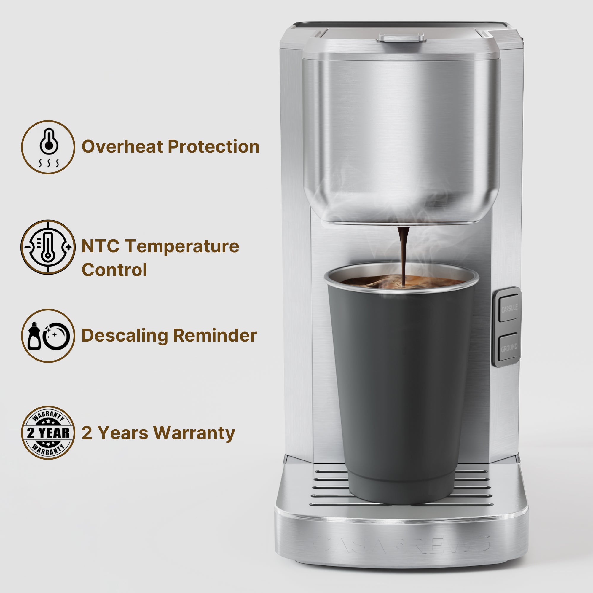 3-in-1 Coffee Maker, 14oz Compact Coffee Machine for Kitchen Appliances