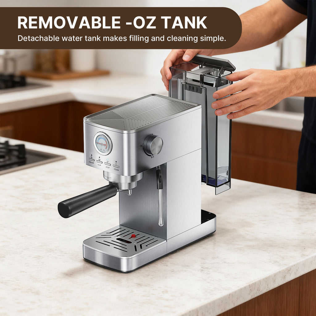 15Bar Professional Coffee Maker,1350W Espresso Machine with Milk Frother,Gift for Coffee Lover