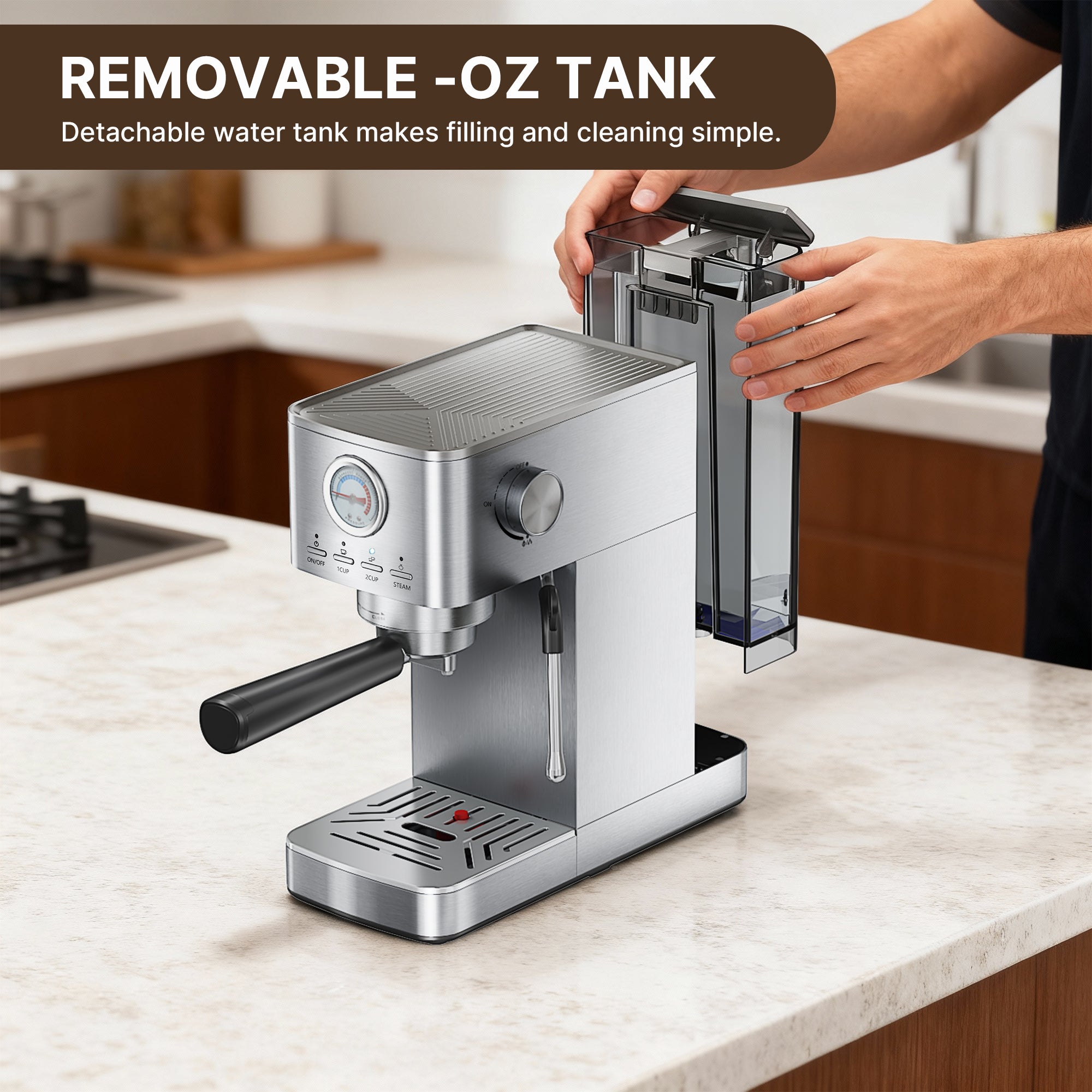 15Bar Professional Coffee Maker,1350W Espresso Machine with Milk Frother,Gift for Coffee Lover