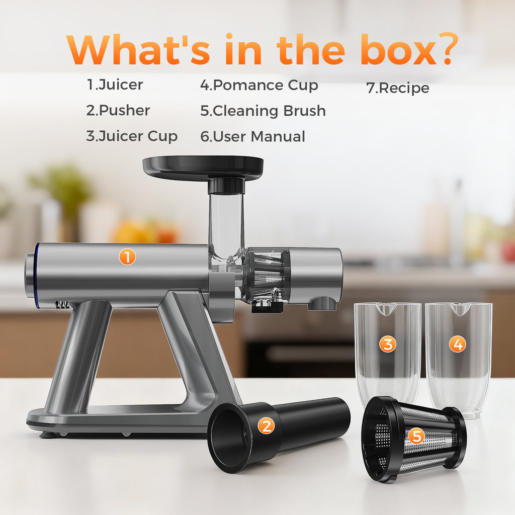 Cold Press Juicer, Juicer Machine with 55RPM, High Juice Yield for Fruits & Vegetables, Easy to Clean