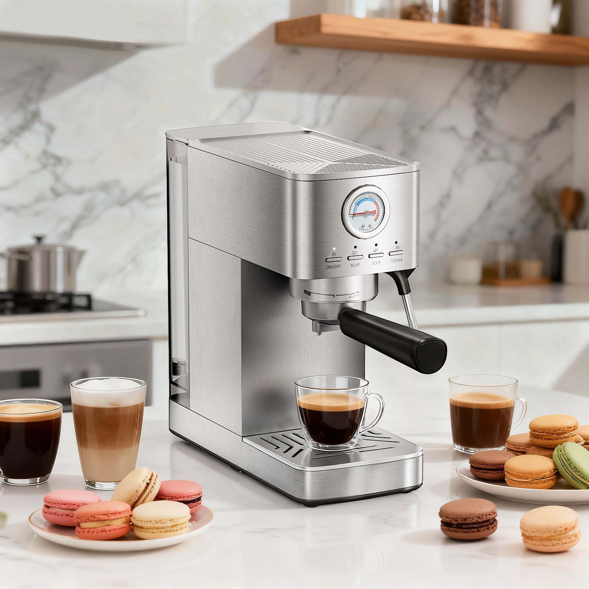 15Bar Professional Coffee Maker,1350W Espresso Machine with Milk Frother,Gift for Coffee Lover