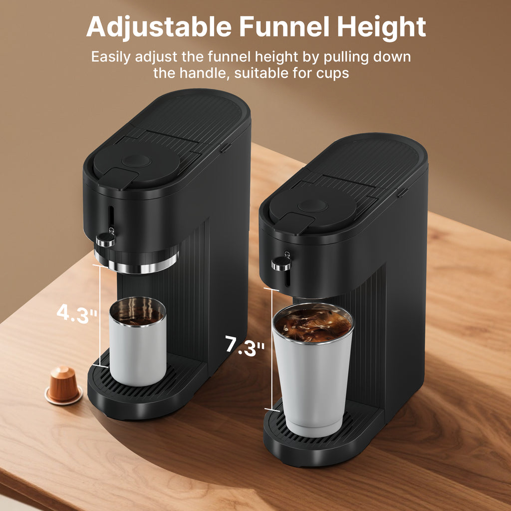 Coffee Machine, 14oz Single Serve Coffee Maker with 5 Brew Sizes Perfect for Small Spaces